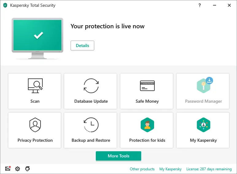 Kaspersky interface