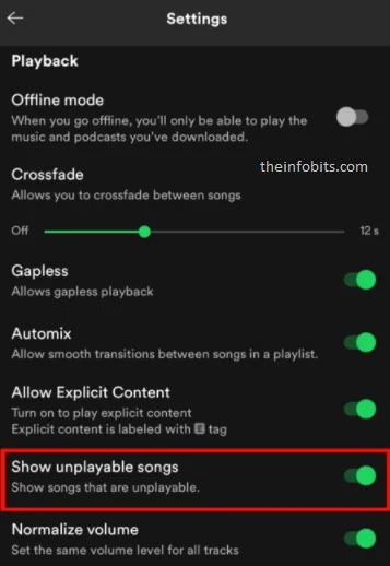 unhide a song on the Spotify android app