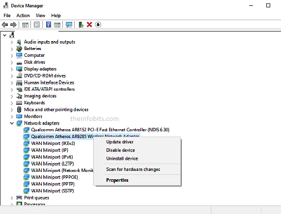 Network adaptor driver control