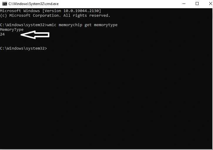 command prompt to check RAM type in PC