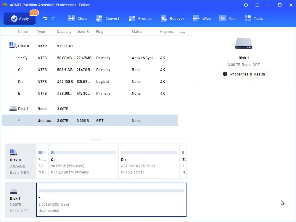 AOMEI partition assistant ssd to gpt